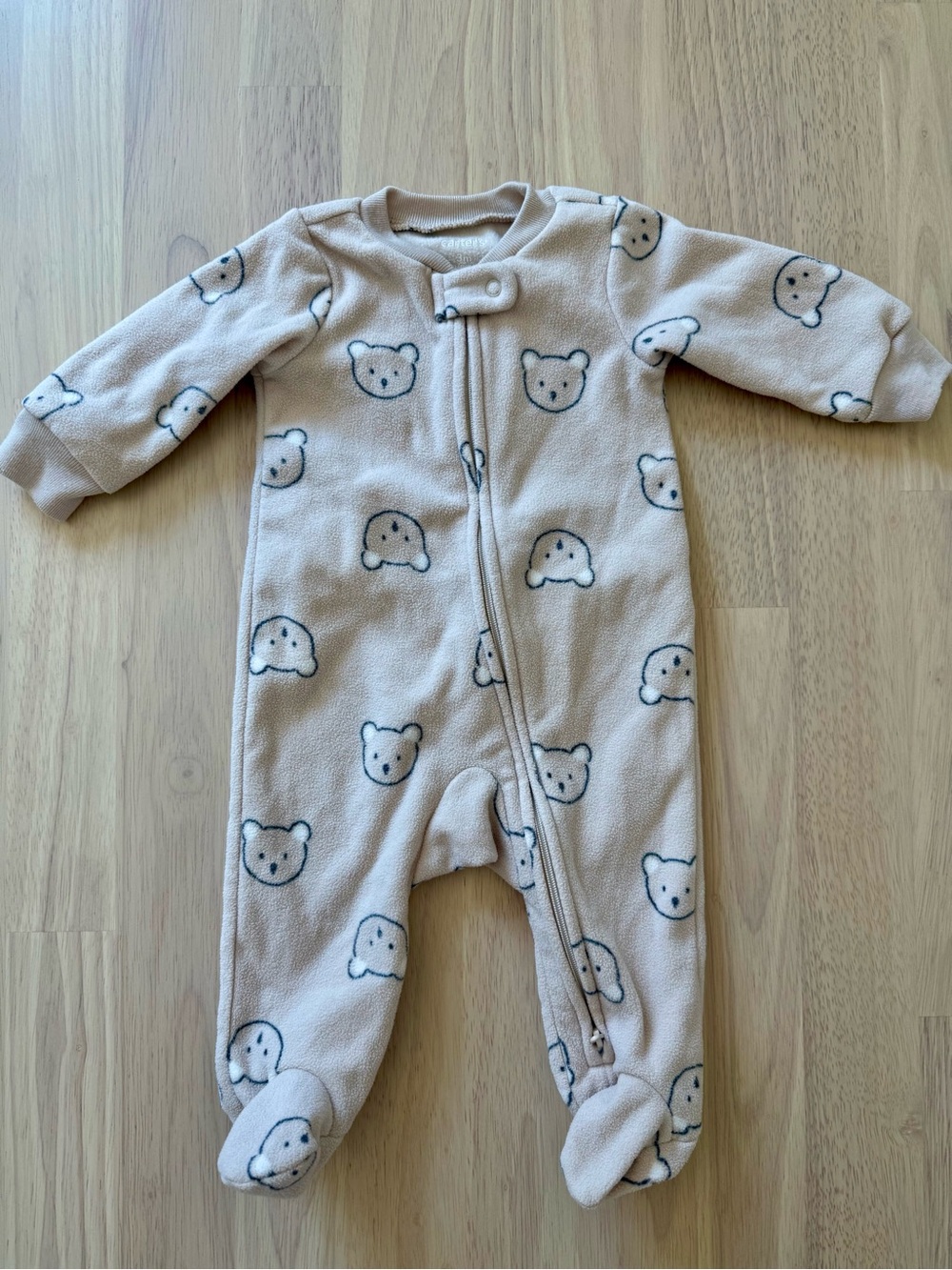 Carter’s Baby Bear Fleece 2-Way Zip One-Piece Sleep & Play Pajama. Size 3 month